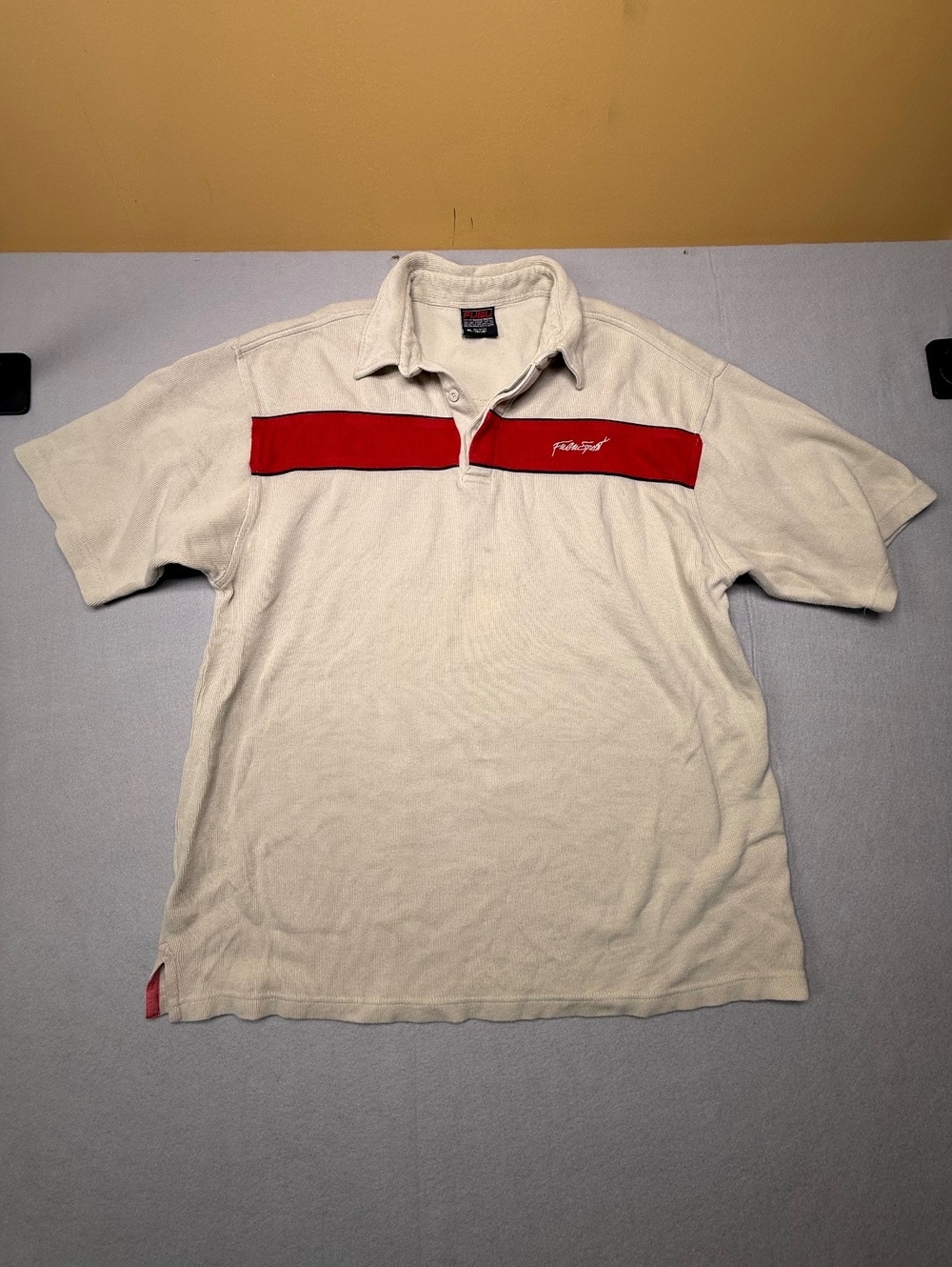 FUBU French Sport Polo Shirt Men XL White Red Casual